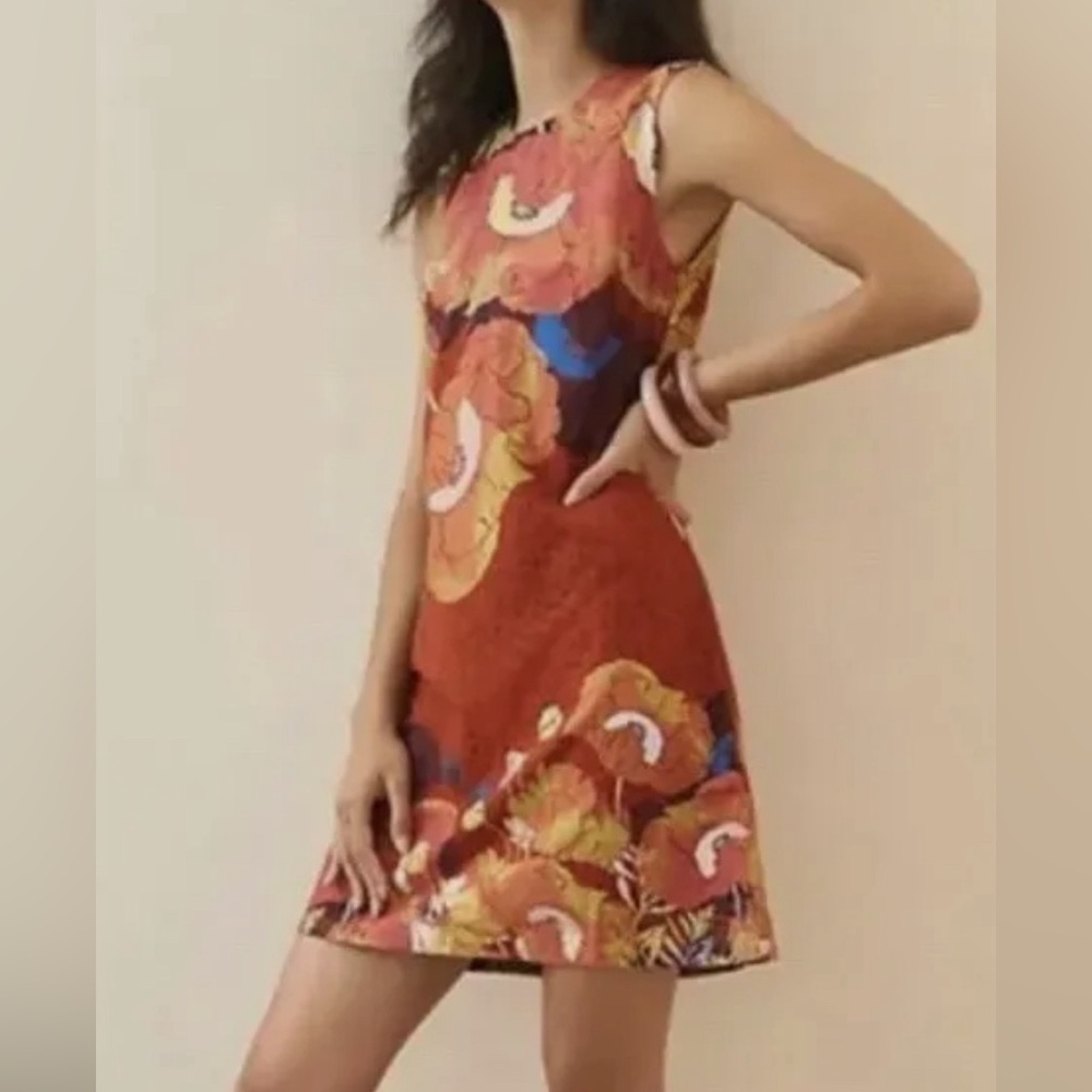 NWT Anthropologie Shift Floral Linen Cotton Dress